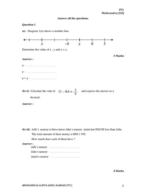 Contoh Soalan Dan Jawapan Matematik Pt3 2019 Image