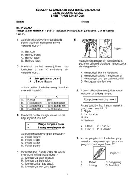 Contoh Soalan Sains Tingkatan 1 2019 Image