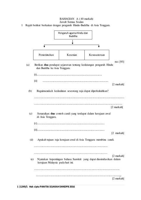 Soalan Struktur Sejarah Tingkatan 4 Bab 1 Kssm Image